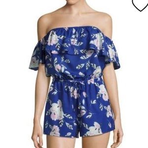 Yumi Kim Blue Floral Wild Side Romper Size L